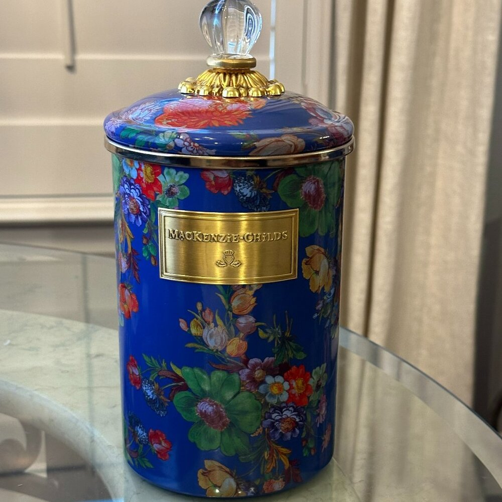 MacKenzie-Childs Lapis Flower Market Large Canister - Retired Pattern